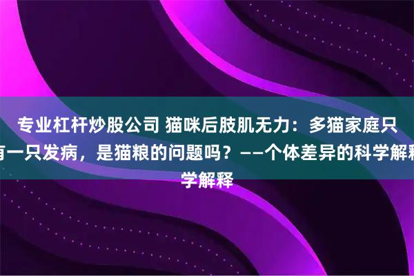 专业杠杆炒股公司 猫咪后肢肌无力：多猫家庭只有一只发病，是猫粮的问题吗？——个体差异的科学解释